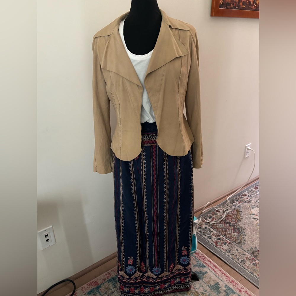 Johnny Was Linen Embroidered Skirt